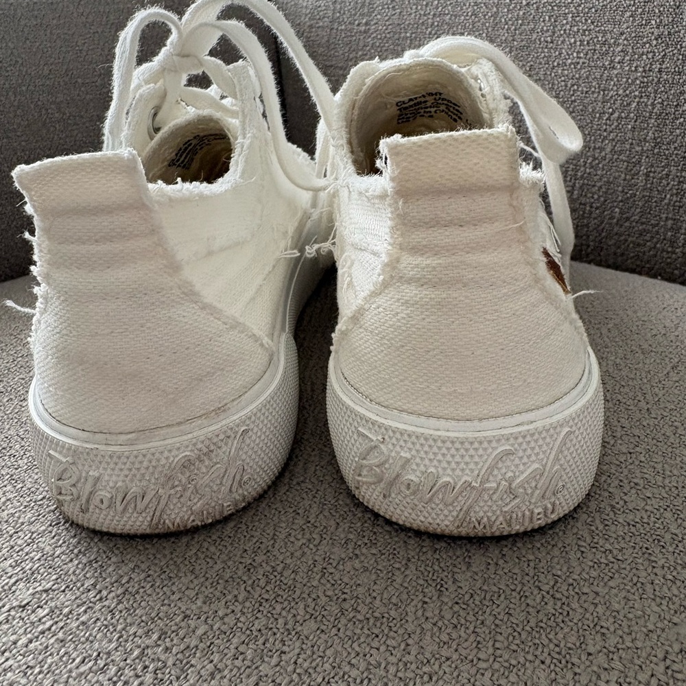Blowfish White Canvas Sneakers with Leopard Lining - Picture 2 of 4